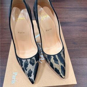 Christian Louboutin Black and Gold Leopard Heels